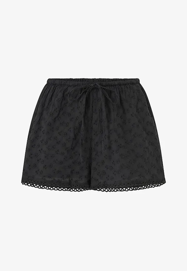 Gina Tricot - Shorts Broderie Anglaise - Svart