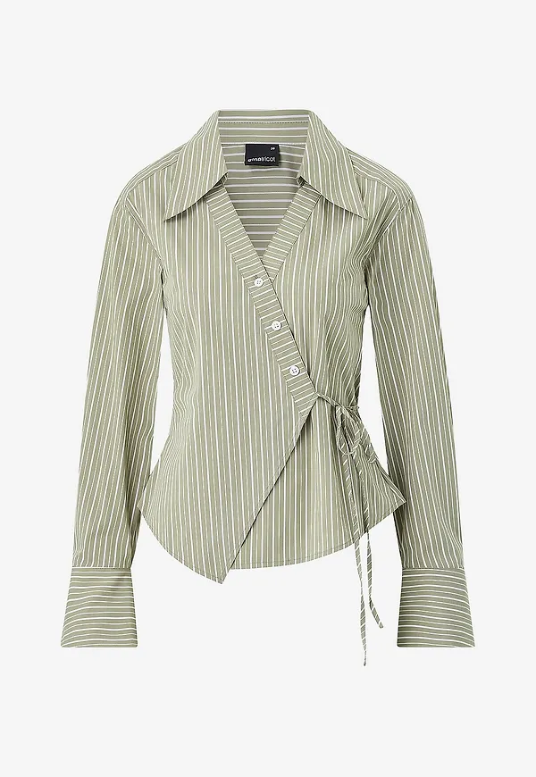Gina Tricot - Skjorta Wrap shirt - Grön