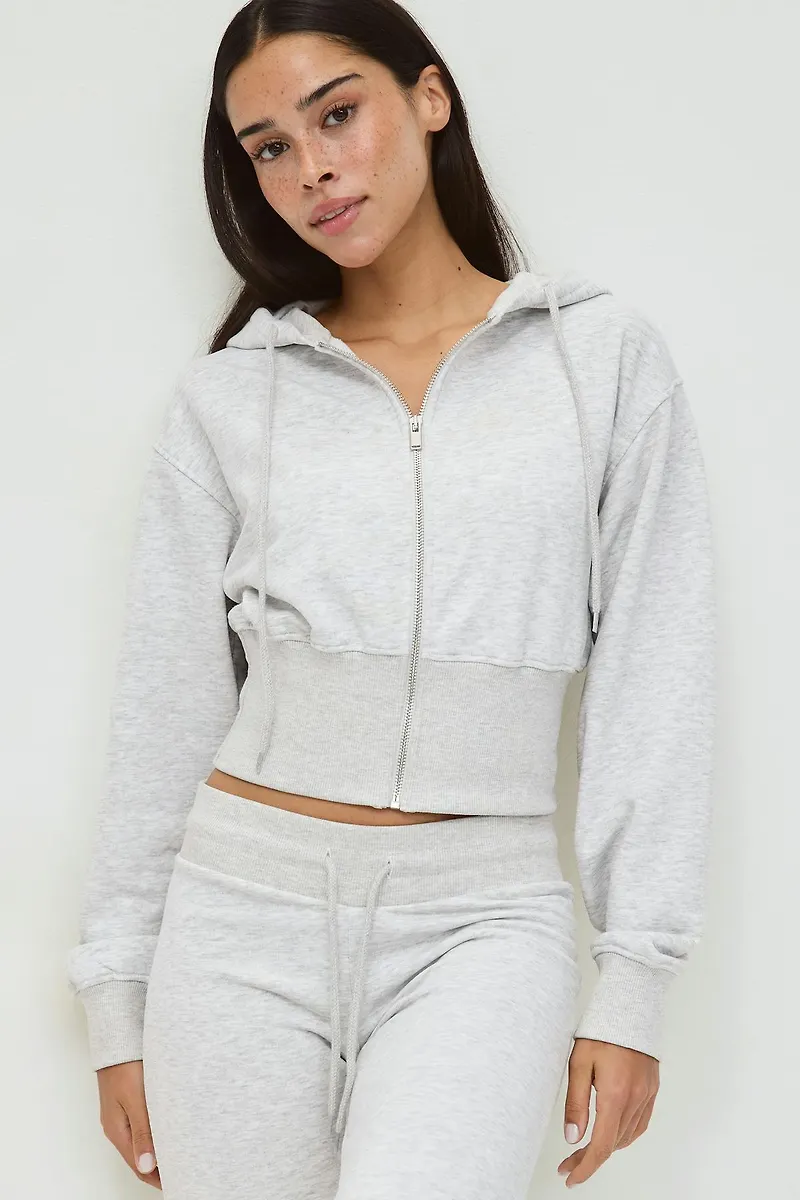 Gina Tricot - Slim fit zip hoodie - hoodies - Grå - XS - Dam