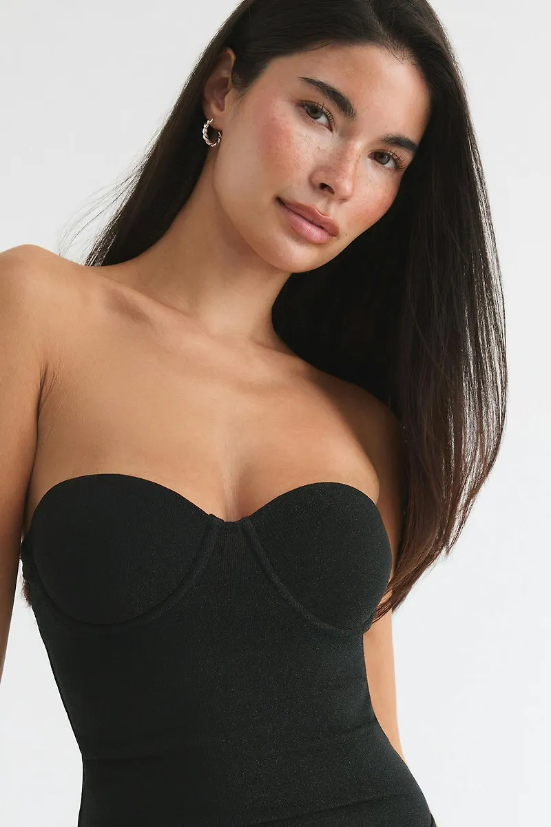 Gina Tricot - Soft sculpt lurex body - bodys - Svart - XS - Dam