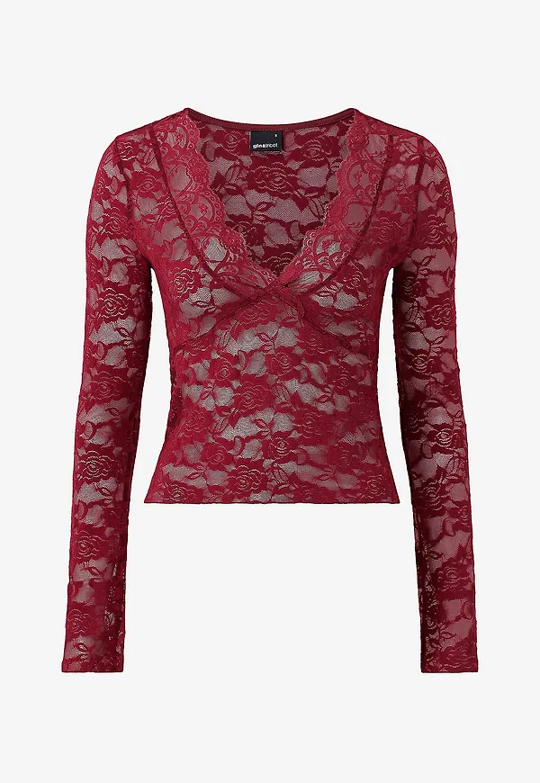 Gina Tricot - Spetstopp Lace Top - Röd