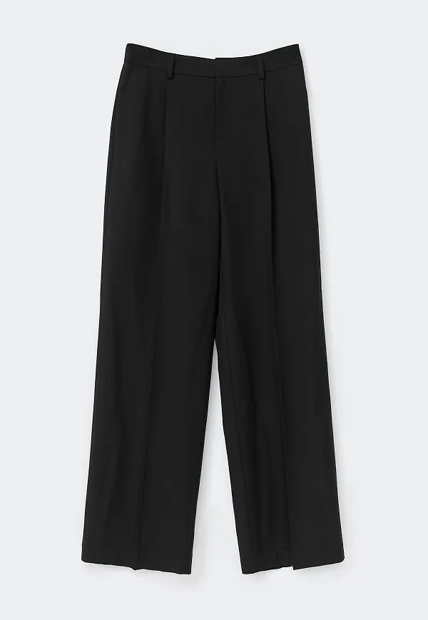 Gina Tricot - Tall wide pleated trousers - Kostymbyxor - Svart - 34 - Dam