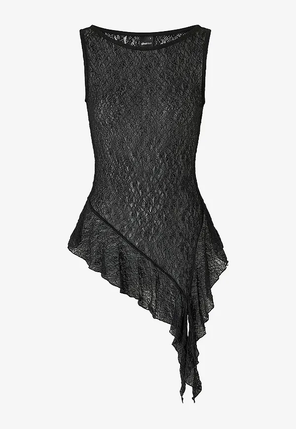 Gina Tricot - Topp Asymmetric Lace - Svart