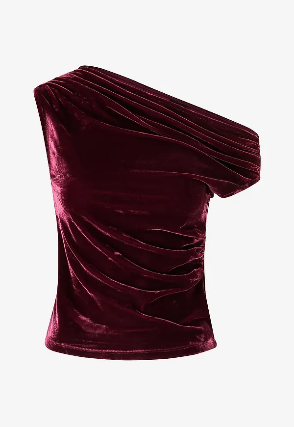 Gina Tricot - Topp Asymmetric Velvet - Röd