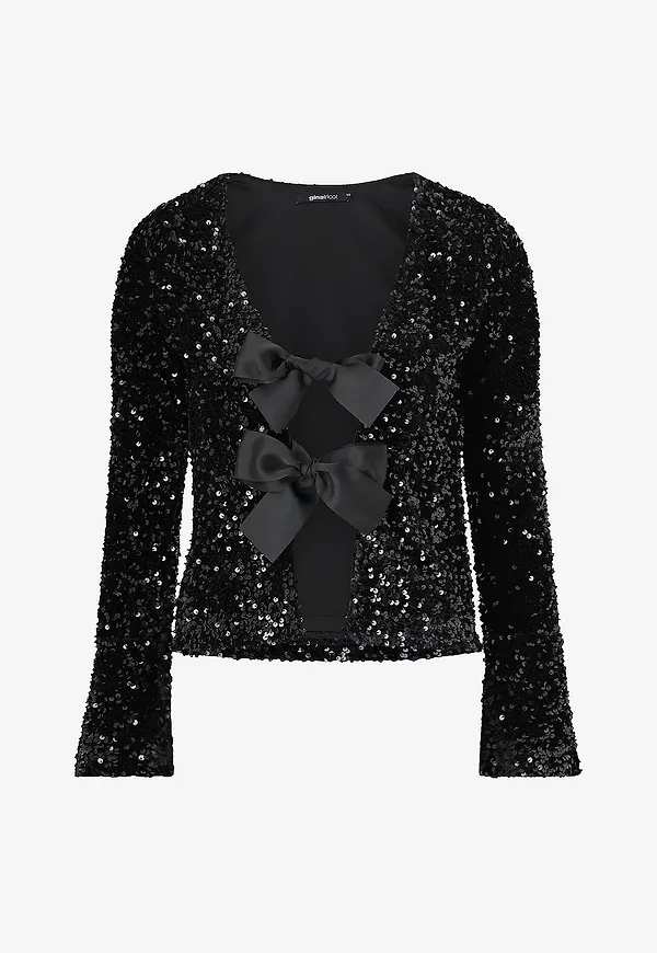 Gina Tricot - Topp Bow Sequin Top - Svart