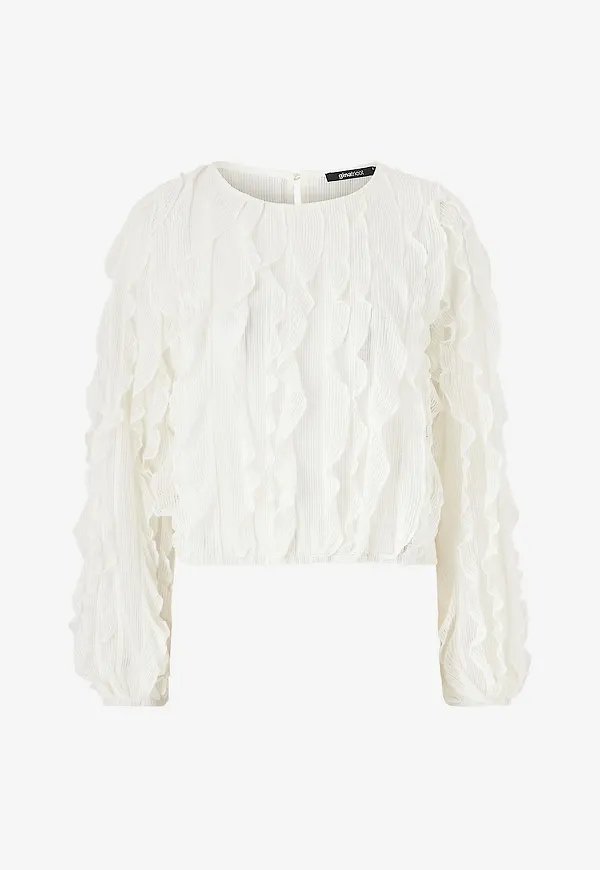 Gina Tricot - Topp Frill Top - Vit