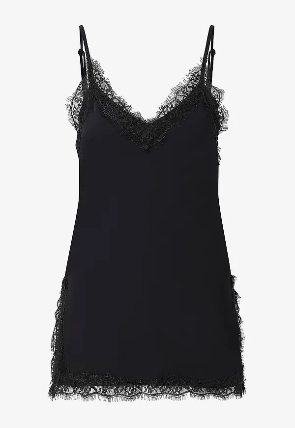 Gina Tricot - Topp Lace Detail Singlet - Svart