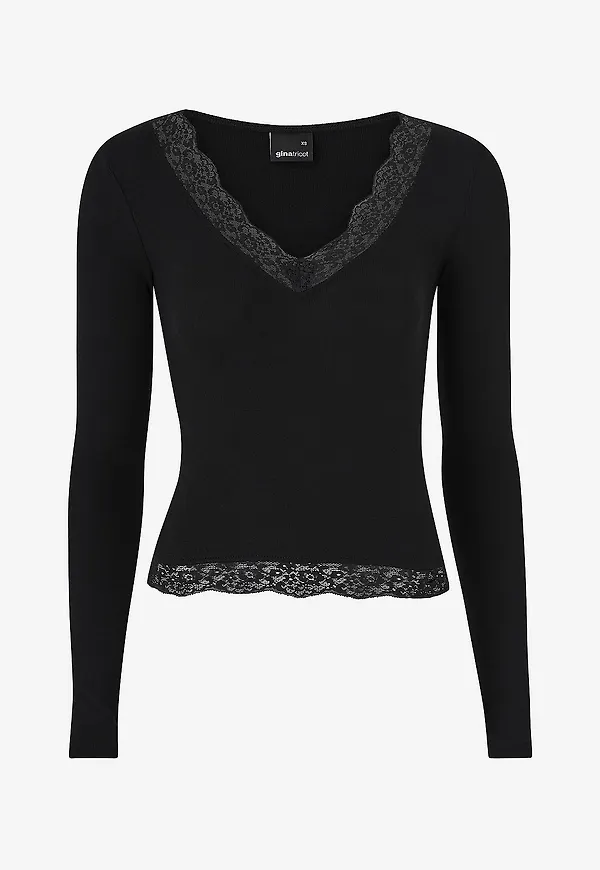 Gina Tricot - Topp Lace Detail - Svart