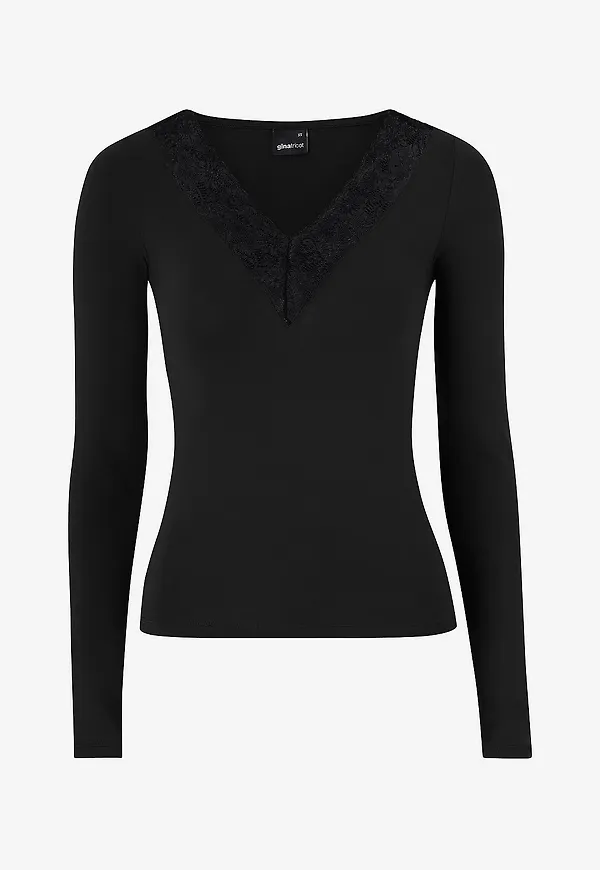 Gina Tricot - Topp Lace Detail Top - Svart