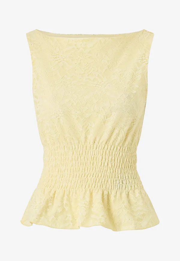 Gina Tricot - Topp Lace Smock - Gul