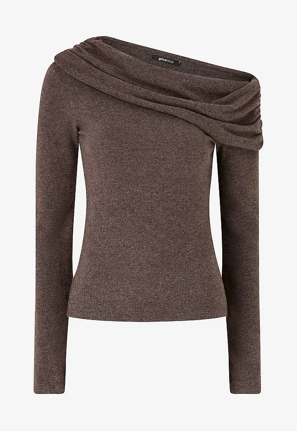 Gina Tricot - Topp One Shoulder Top - Brun