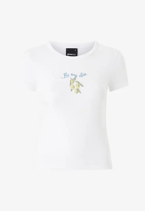 Gina Tricot - Topp Printed Tight Top - Vit