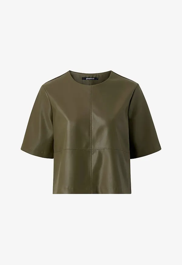 Gina Tricot - Topp Pu Boxy Tee - Grön