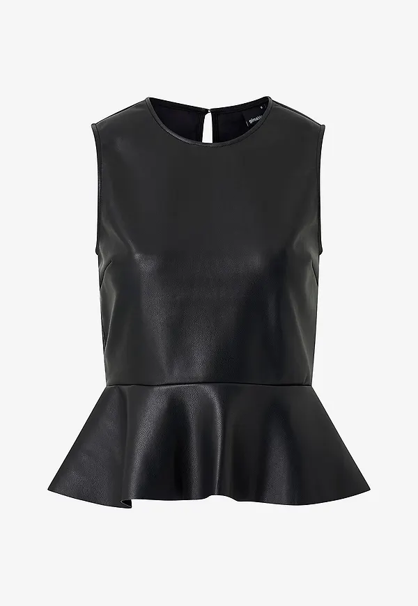 Gina Tricot - Topp Pu Peplum Top - Svart