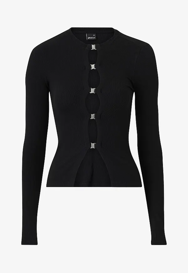 Gina Tricot - Topp Rib Buckle - Svart