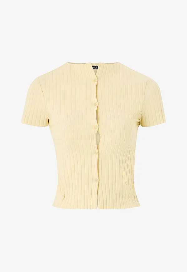 Gina Tricot - Topp Rib Button - Gul
