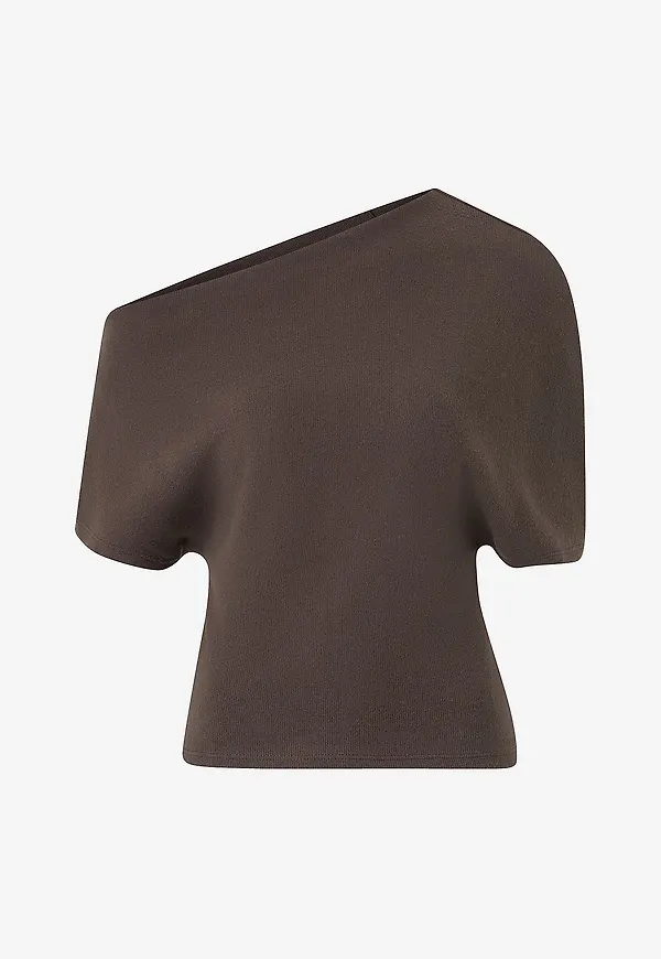 Gina Tricot - Topp Soft Asymmetric - Brun