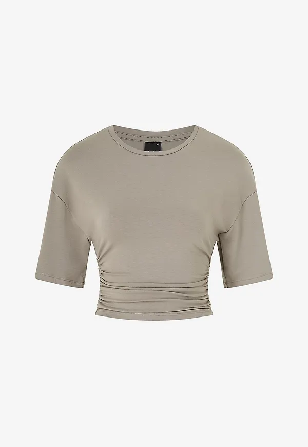 Gina Tricot - Topp Soft Touch Ruched Tee - Grå