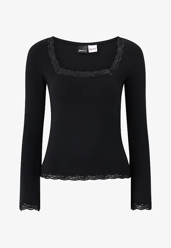 Gina Tricot - Topp Square Neck Lace - Svart