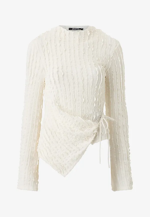 Gina Tricot - Topp Textured Tie Detail - Natur
