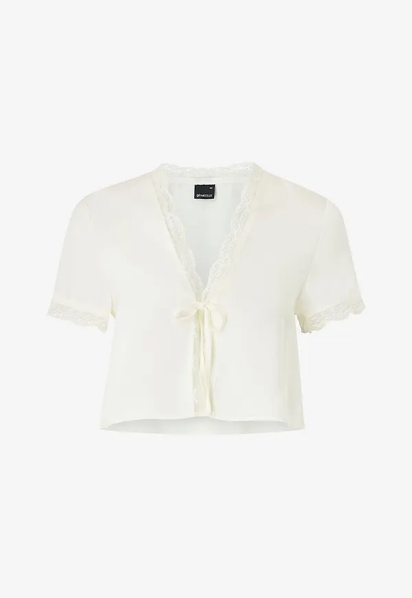 Gina Tricot - Topp Tie Lace Top - Vit