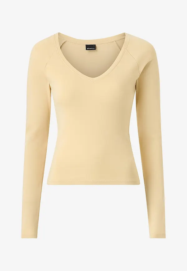 Gina Tricot - Topp V-neck - Gul
