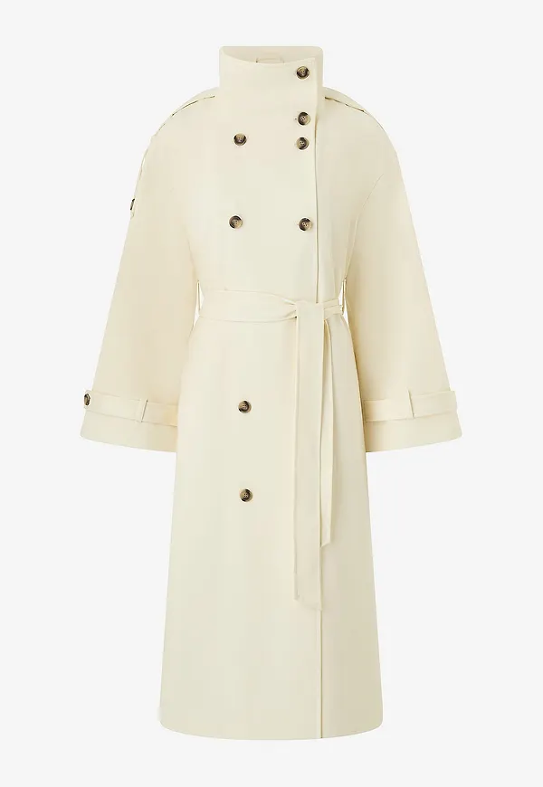 Gina Tricot - Trenchcoat Long Belted - Vit