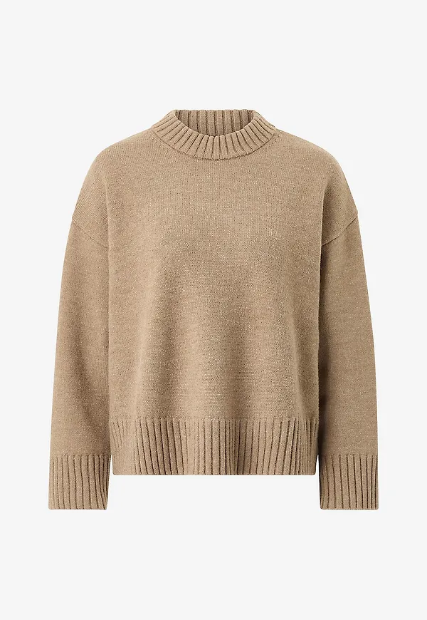 Gina Tricot - Tröja Crew neck knitted sweater - Beige