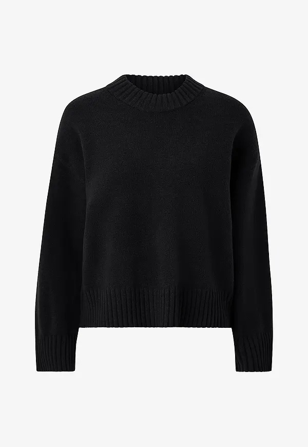 Gina Tricot - Tröja Crew Neck Knitted Sweater - Svart