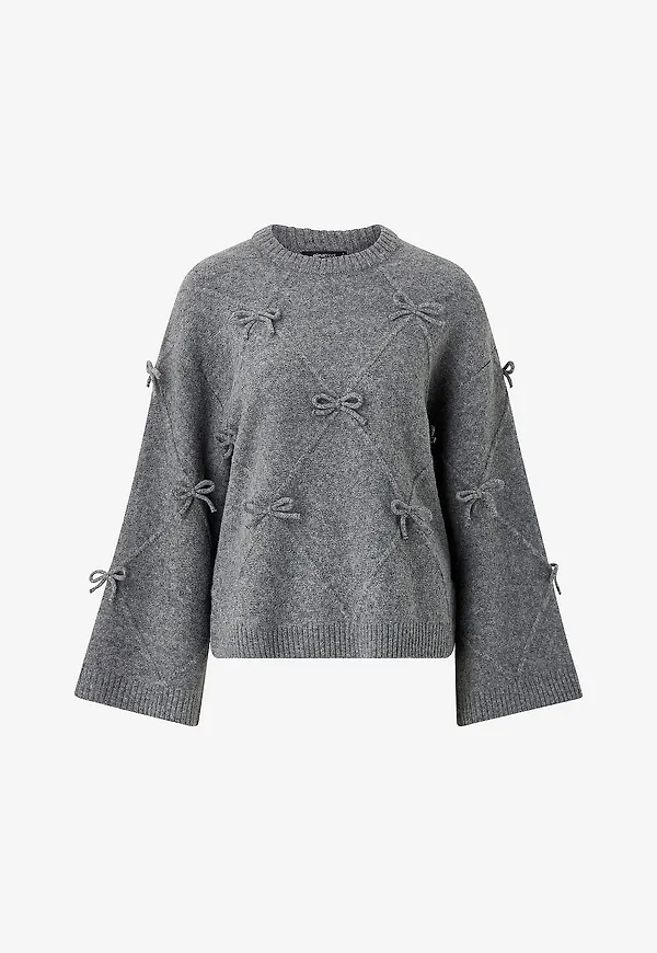 Gina Tricot - Tröja Knitted Bow - Grå
