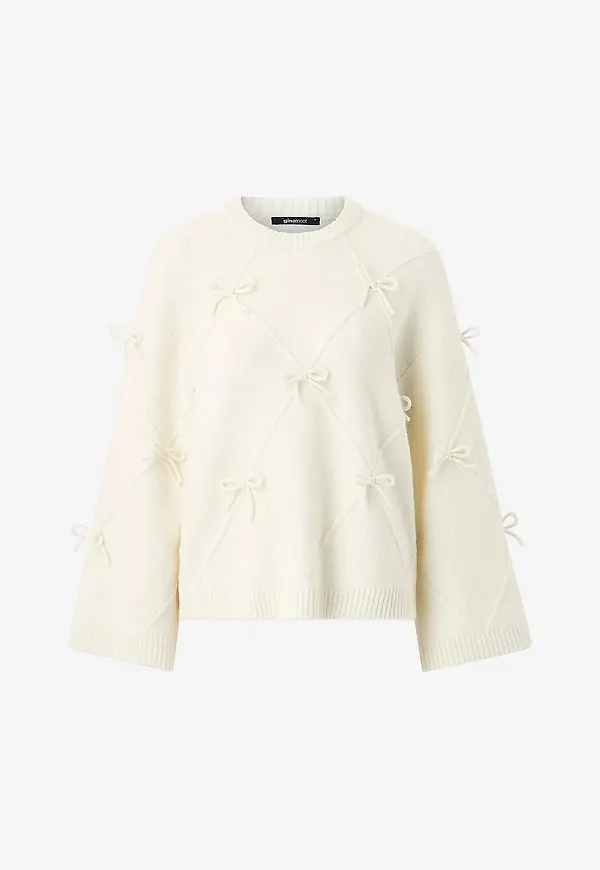 Gina Tricot - Tröja Knitted Bow - Natur