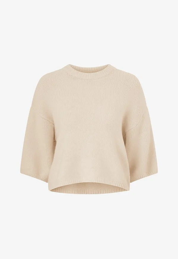 Gina Tricot - Tröja Knitted Short Sleeve Top - Beige