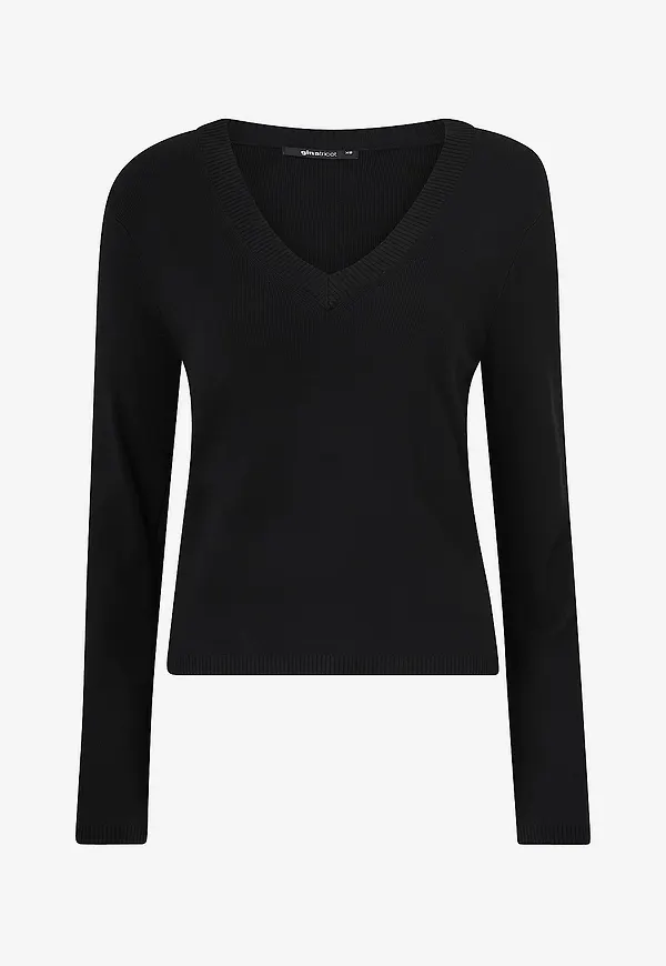 Gina Tricot - Tröja V-neck Knitted Top - Svart