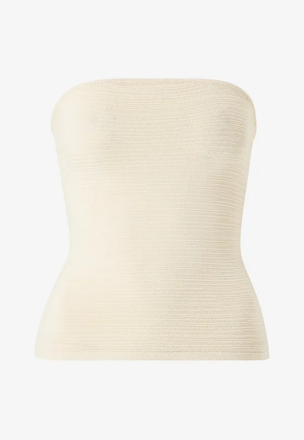 Gina Tricot - Tubtopp Knitted Tube Top - Vit