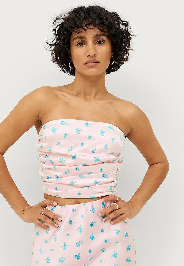 Gina Tricot - Tubtopp Pleated Tube Top - Blå