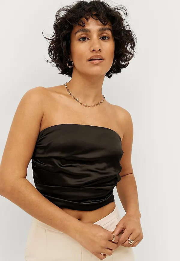 Gina Tricot - Tubtopp Pleated Tube Top - Svart