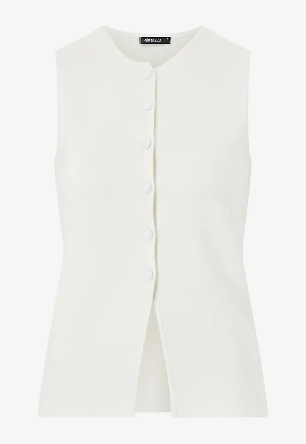 Gina Tricot - Väst Knitted Button Vest - Vit