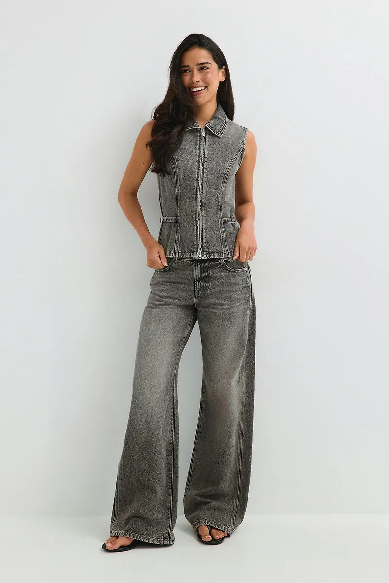 Gina Tricot - Wide flare jeans - Flare & bootcut jeans - Grå - 32 - Dam