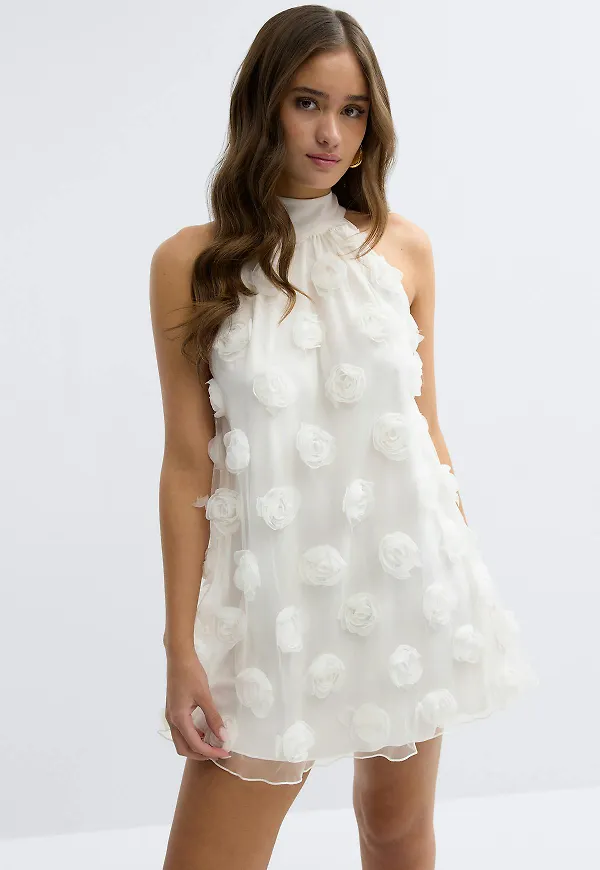 Gina Tricot - Wide halterneck mini dress - miniklänningar - Vit - 34 - Dam – Gina Tricot