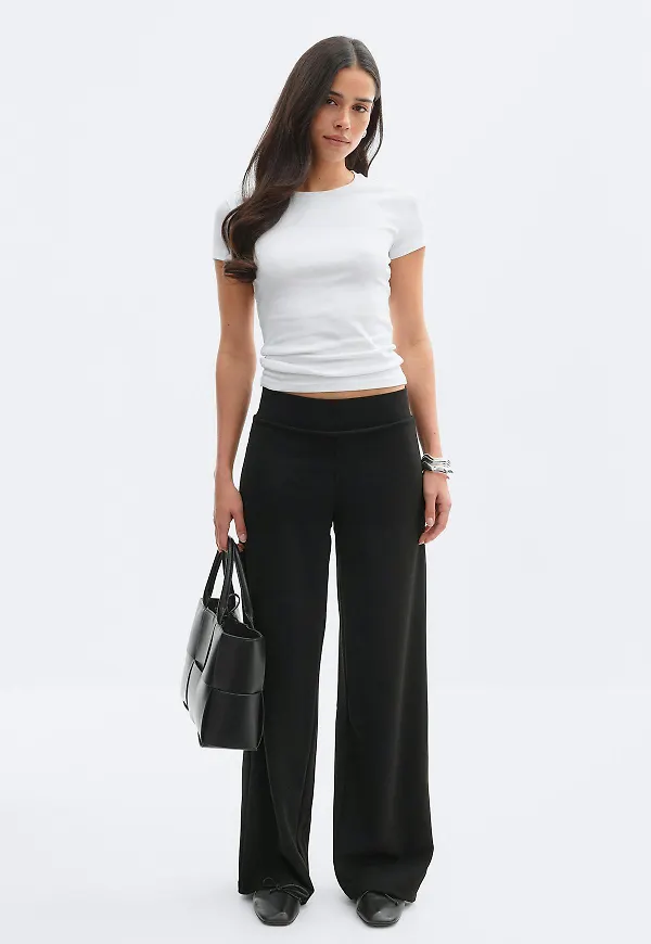 Gina Tricot - Wide trousers - byxor - Svart - XL - Dam