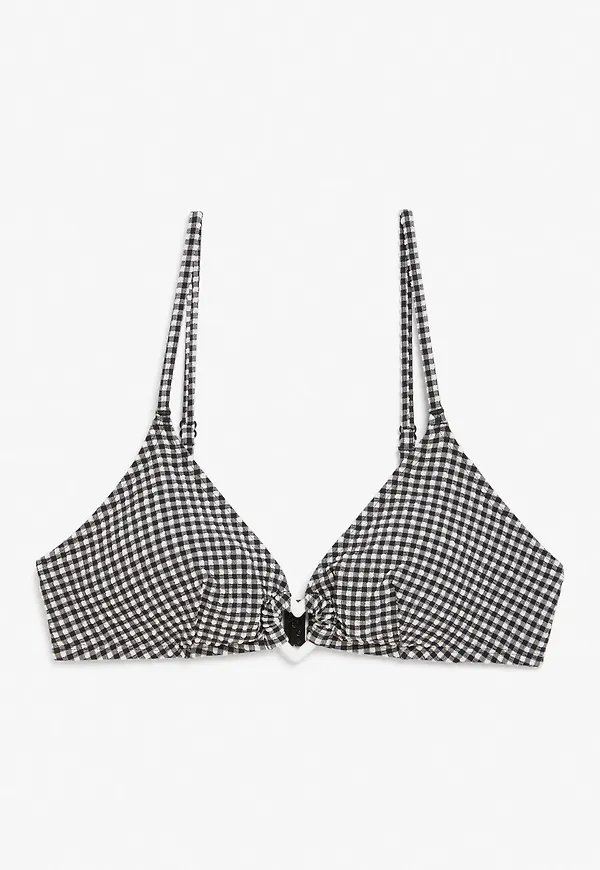 Gingham padded bikini top - Black