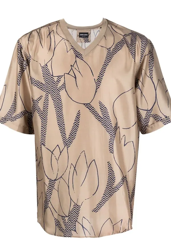Giorgio Armani blommig t-shirt - Neutral