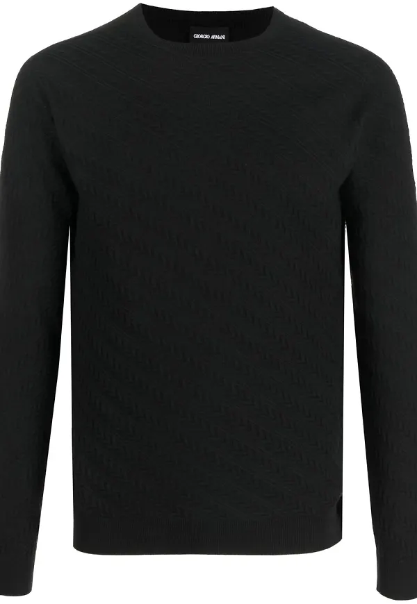 Giorgio Armani chevronstickad tröja - Svart