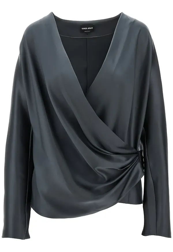 Giorgio Armani draperad blus - Grå