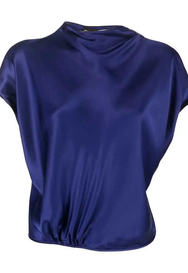 Giorgio Armani draperad blus med croppad passform - UA2R BLUE