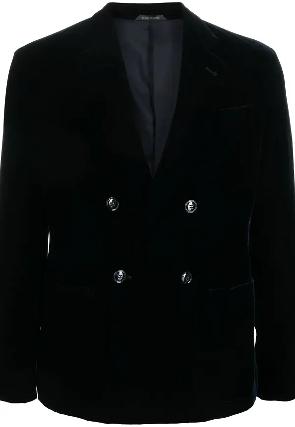 Giorgio Armani dubbelknäppt sammetsblazer - Blå