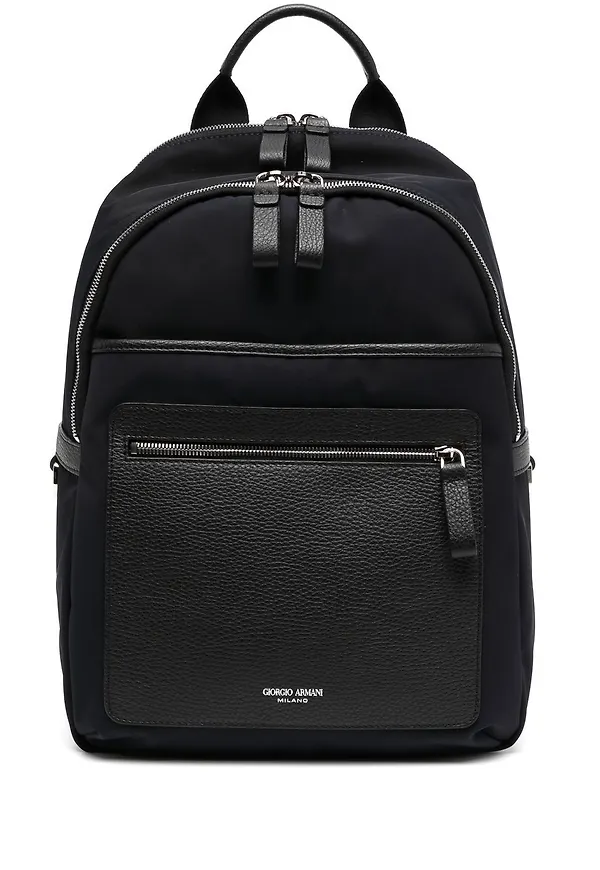 Giorgio Armani embossed-logo detail backpack - Blå