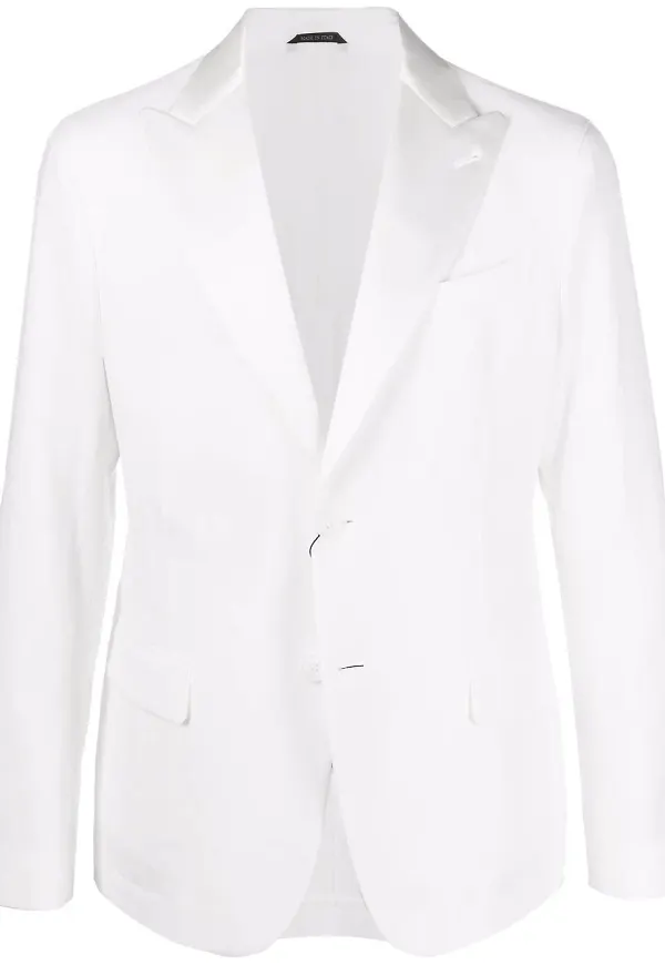 Giorgio Armani enkelknäppt linneblazer - Vit