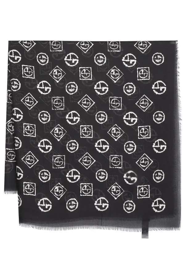 Giorgio Armani foulard med logotyp - Svart