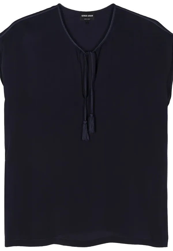 Giorgio Armani Georgette sidenblus - Blå